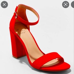 Bright Red Block Heels